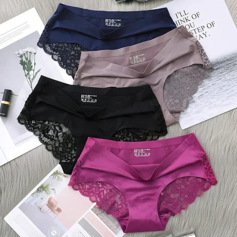 Intimo in seta di ghiaccio da donna a vita media senza tracce di pizzo con cavallo in cotone slip meno traspiranti per le donne