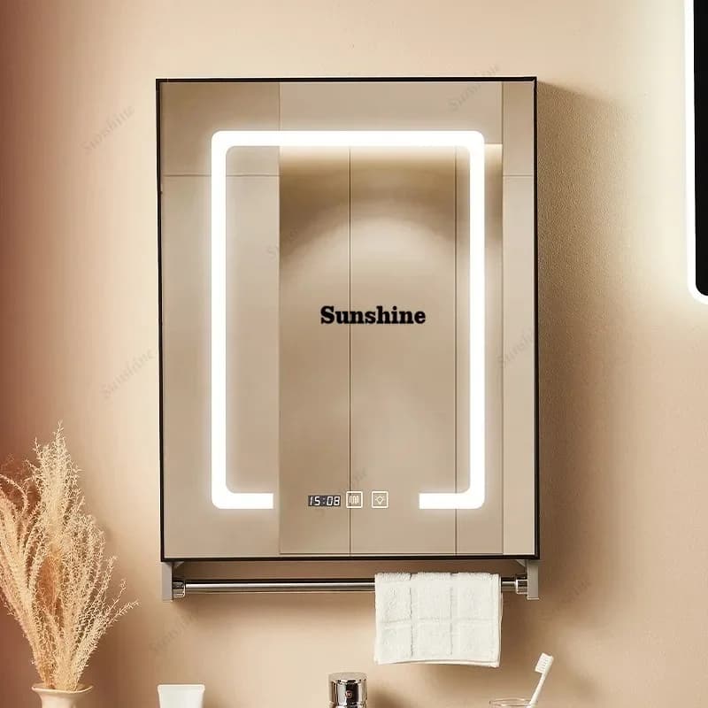 Mobiletto a Specchio Minimalista per Bagno, per Piccoli Appartamenti, Arredamento Moderno, Armadietto con Specchio per Toilette FT
