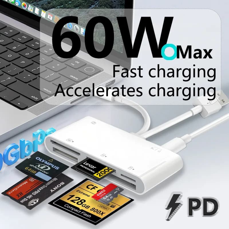 Compatibile con Apple, Android, Huawei Card ReaderSDCard Cellulare Scheda di memoriaOTGAll-in-OneTYPE-CUSB4-in-1