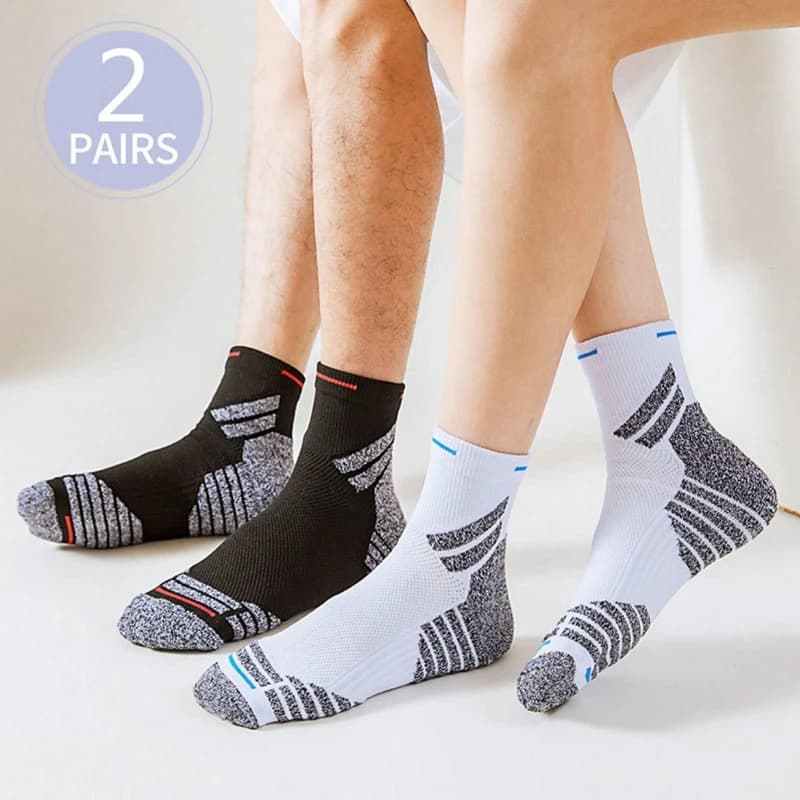 2 pairs of black white basketball socks sports socks Elite bottom shock towel thickened