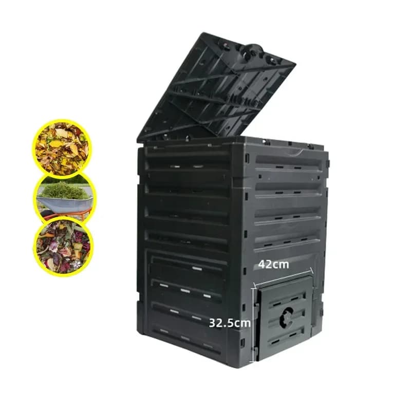 Composter da Giardino 300/450L in PP, Contenitore per Compostaggio, Serbatoio di Fermentazione per Foglie e Fertilizzante Organico