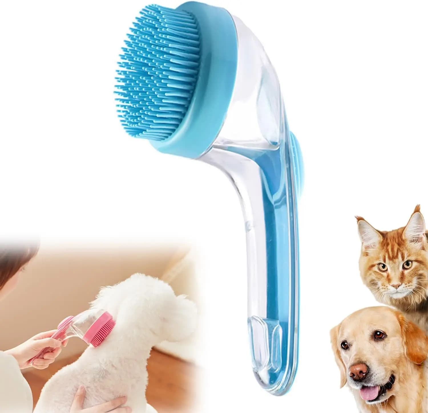 Dog Bath Brush, Soft Silicone Dog Shampoo Brush, Pet Massage Dispenser Bubble Brush, Pet Shower Cleaning Brushs
