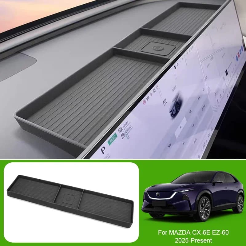 Auto Bracciolo Scatola di Stoccaggio In Silicone Tappetino di Ricarica Senza Fili Porta Organizzatore Barile Vassoio Portabicchieri Per MAZDA 6E EZ-6 CX-6E EZ-60