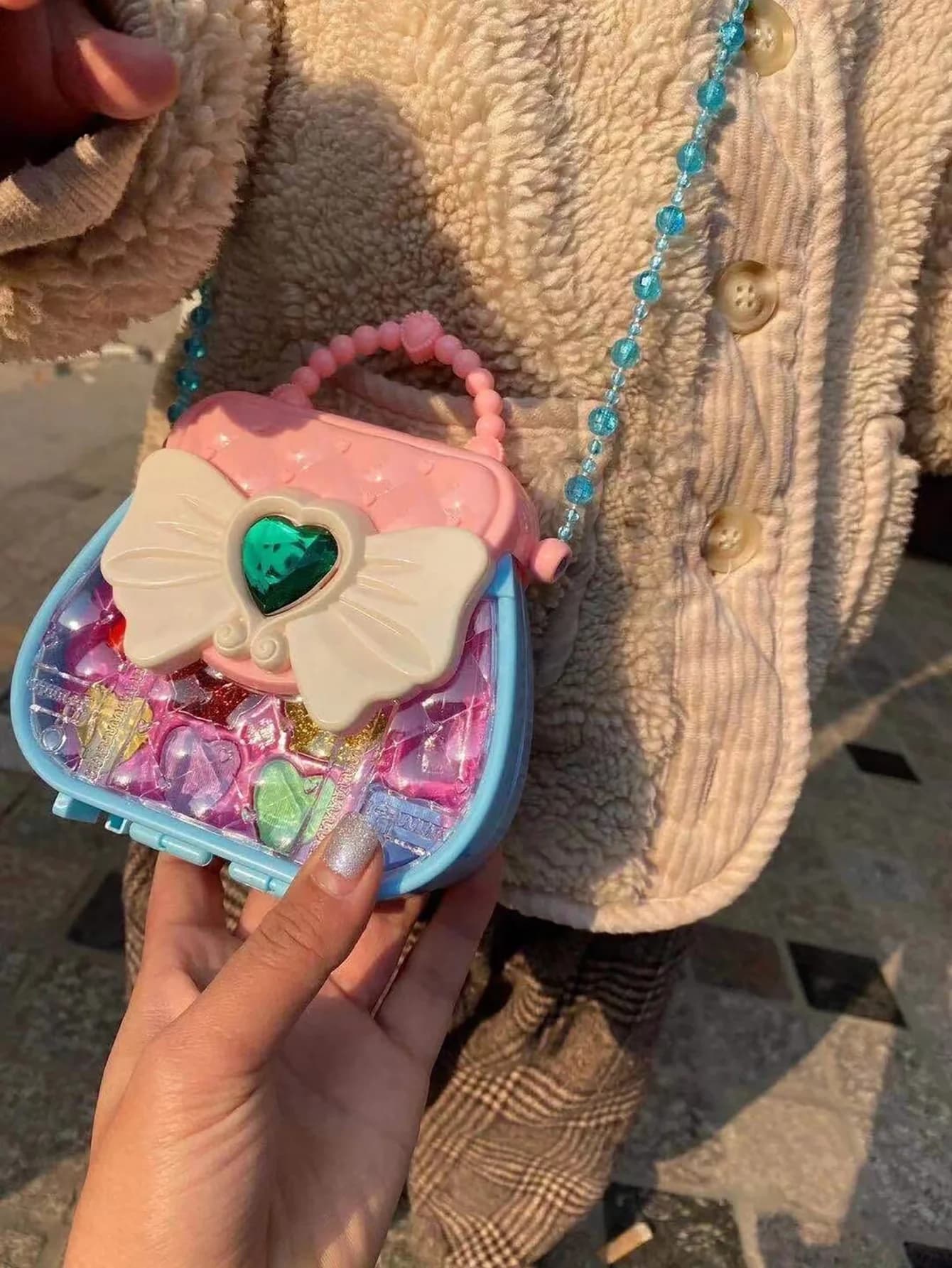 Set di giocattoli da vestire per bambini: kit per il trucco, borsa con fiocco, borsa a tracolla per gioielli | Regalo ideale per feste, compleanni, Natale