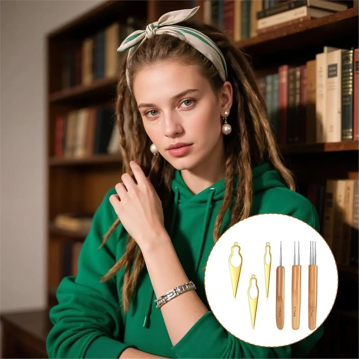 Set di 6 Uncinetti per Dreadlock, 0,75mm, Strumento per Intrecciare e Raddrizzare i Locs con Attrezzo per Intrecciare, per Creazioni di Trecce e Locs