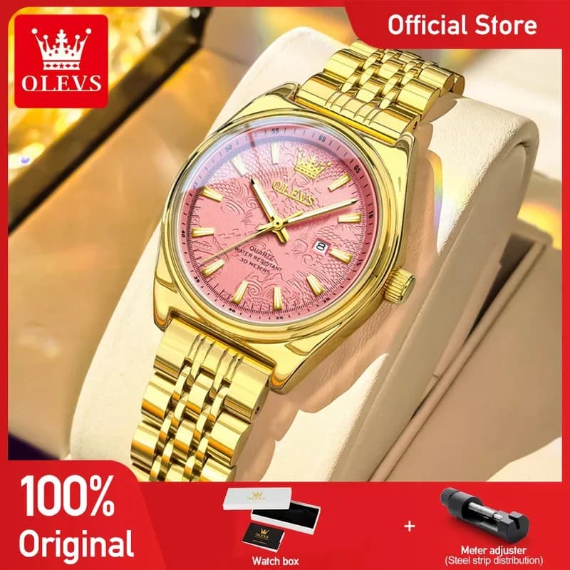 OLEVS Nuovo 3703 Orologi Donna Elegante orologio al quarzo Impermeabile luminoso in acciaio inossidabile Data Orologi Bracciale donna Confezione regalo