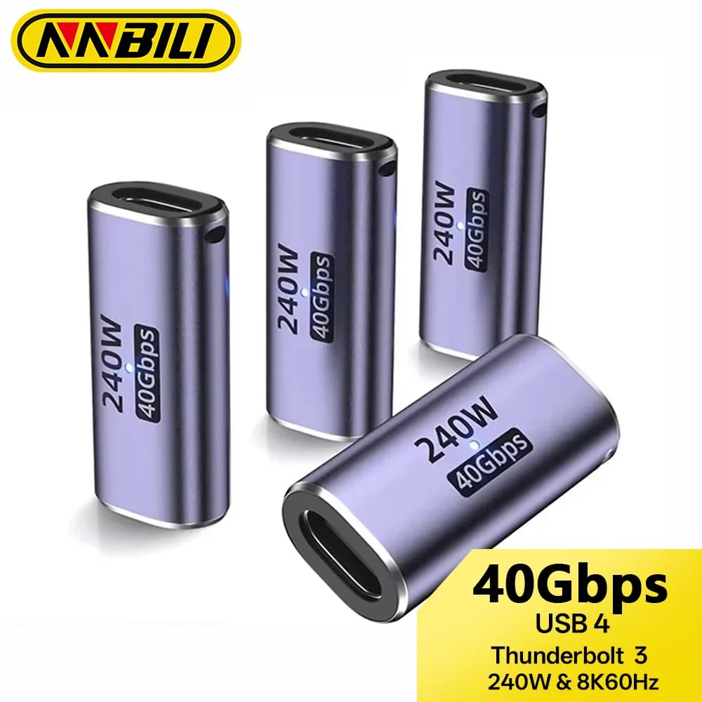 NNBILI 1-4 pezzi adattatore USB C femmina con video PD240W 40Gbps 8K 60hz compatibile per Thunderbolt 4/3 MacBook Pro/Air iPad USBC HUB