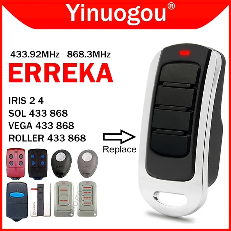 ERREKA SOL VEGA ROLLER 433MHz 868MHz Telecomando per porta del garage ERREKA IRIS ROLLER 2 Comando per apertura porta garage con telecomando