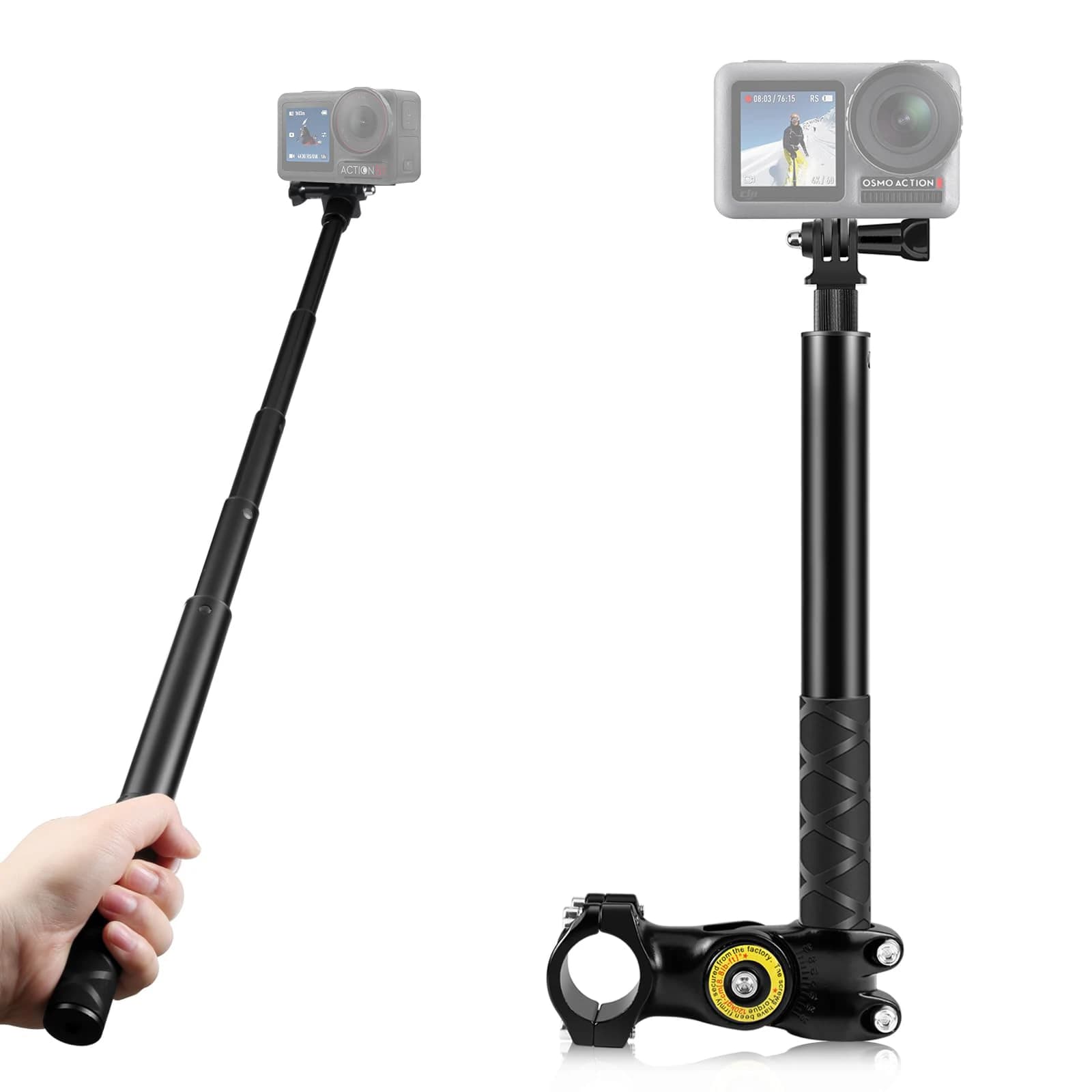 Moto Bicicletta Selfie Stick Mount Regolazione invisibile Selfie Stick Bicicletta Monopiede per GoPro DJI Insta360 Accessorio per fotocamera