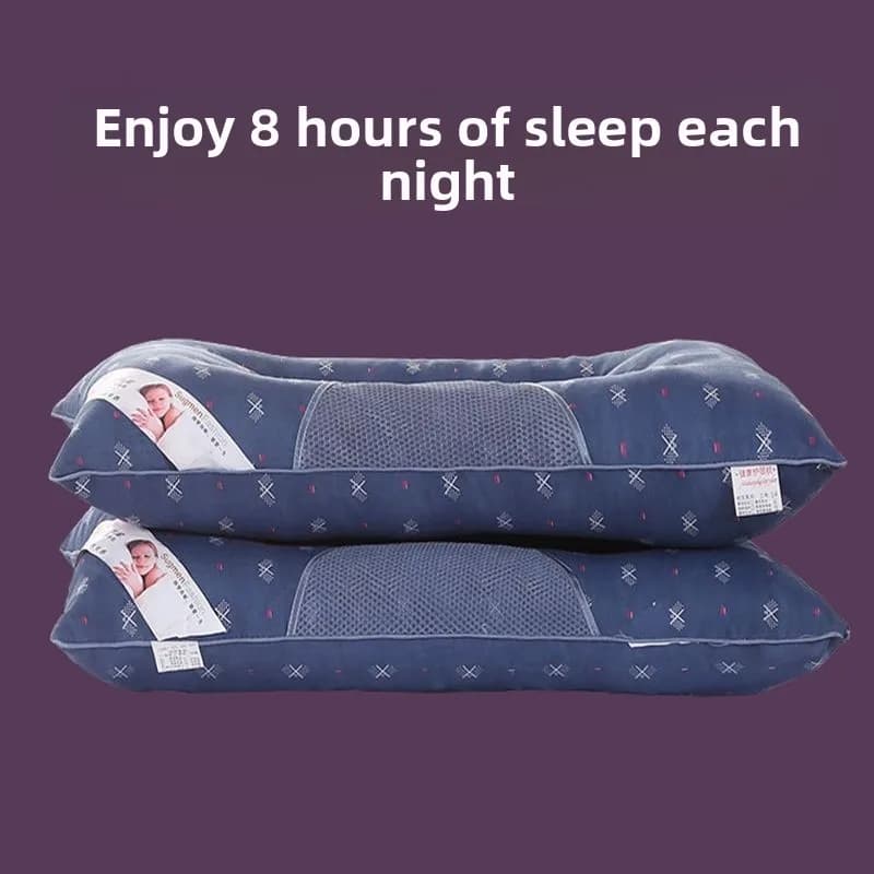 Sleeping Pillow Quilted Fibre Rectangular Hard Core Neck Support Student Single Use Home Dormitory Anti-Mite Antibacterial