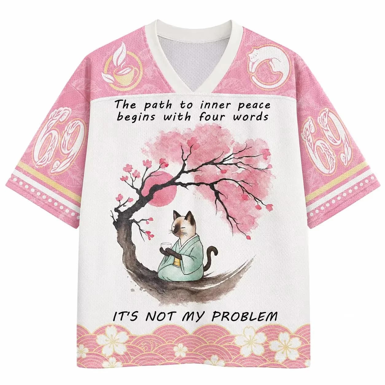 Sakura Tree Cat T Shirt 2026 Summer Fashion New Women Men Inner Peace 3D Printed Quick Drying Short Sleeve V Neck Tops