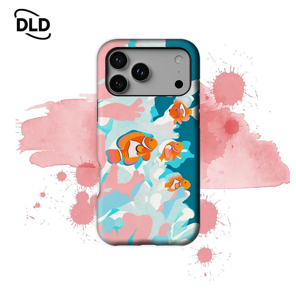 Custodia per telefono Clownfish Coral Reef con supporto magnetico per iPhone 17 16 15 14 13 Pro Max Plus, custodia robusta a strato singolo/doppio