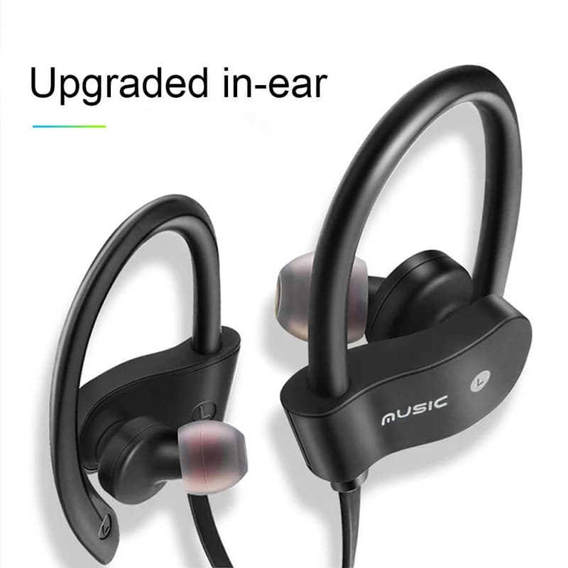 RT558 Auricolare wireless anti-smarrimento Auricolare compatibile Bluetooth Tappi per le orecchie musicali controllato a filo Auricolari sportivi in-ear con microfono