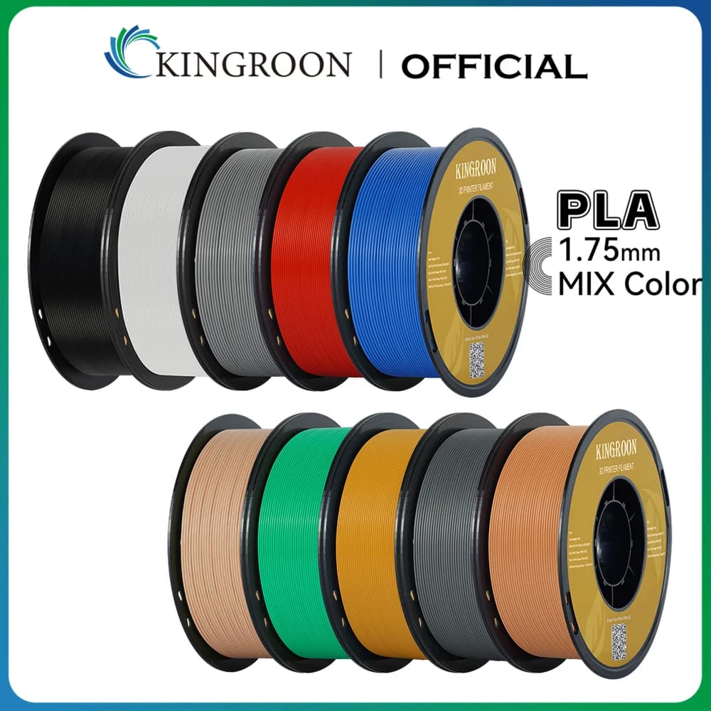 Filament PLA KINGROON 1.75mm 5/10KG for 3D printer, standard 1kg/roll, 3D printing filaments mixed colors, local shipping