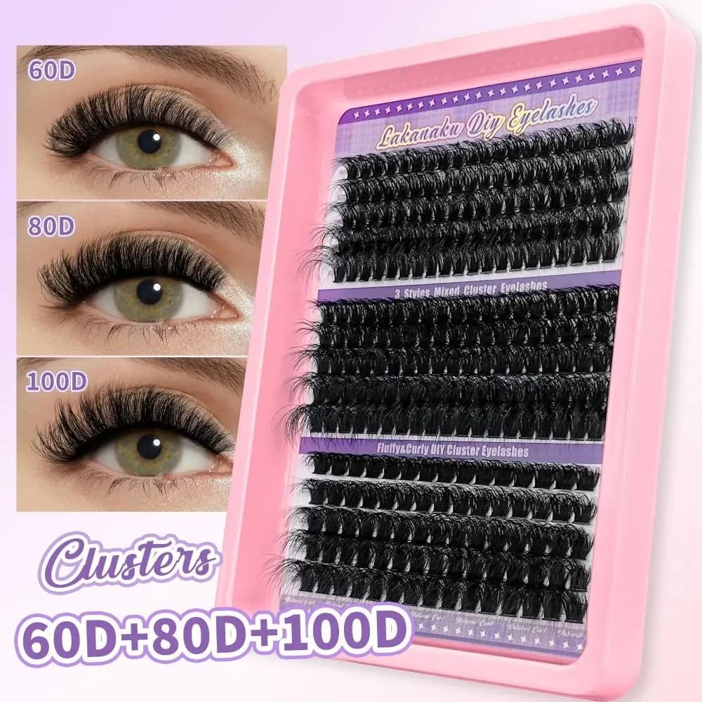 9-16mm Voluminous Finte 3D Eyelashes, Natural Style, Extension Kit DIY Eyelashes, 3D Eyelash Vents in Finto Visone