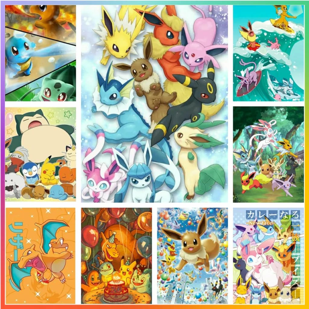 Pokemon Kawaii Cartoon Eevee Pittura diamante 5D fai da te arte punto croce disegno mosaico completo ricamo decorazioni per la casa artigianale