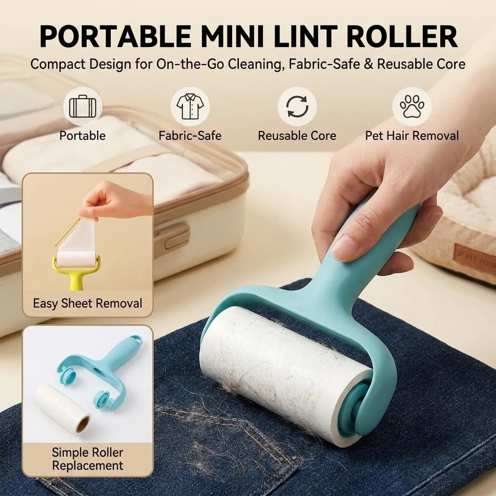 Tearable Roll Paper Sticky Roller Dust Wiper Pet Hair Clothes Carpet Tousle Remover Replaceable Cleaning Brush Accessories