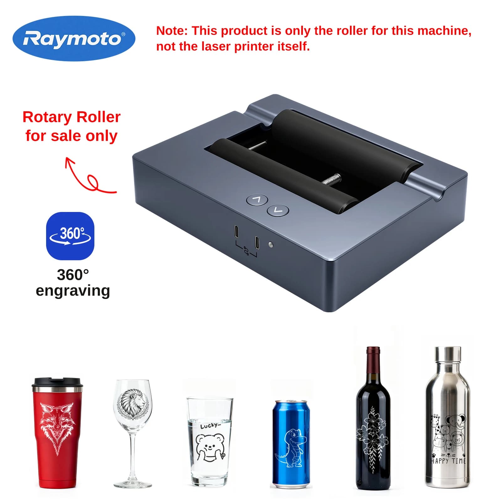Raymoto Rotating Roller, Compatible with all Raymoto laser engravers, with double mode switching, specifically designed for engraving