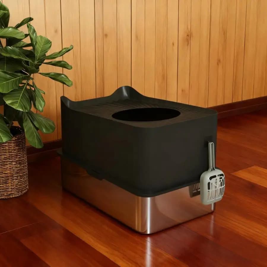 Lettiera per gatti con cuscinetti antiscivolo Scoop Top Entrance