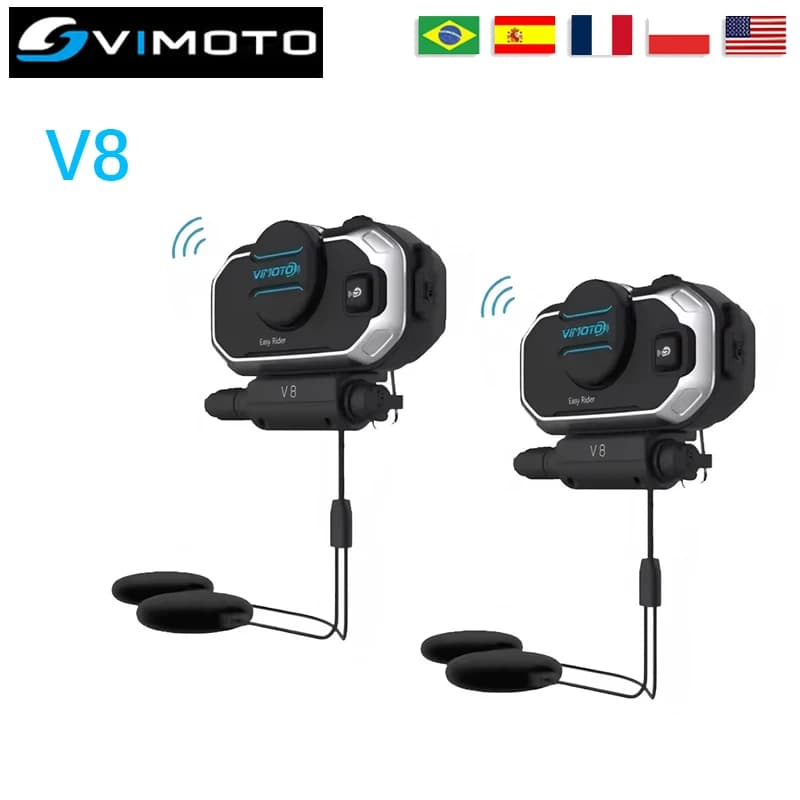 Vimoto V8 Casco moto Versione inglese Easy Rider Multifunzionale Bluetooth Walkie Talkie Auricolare compatibile Batteria 850mAH