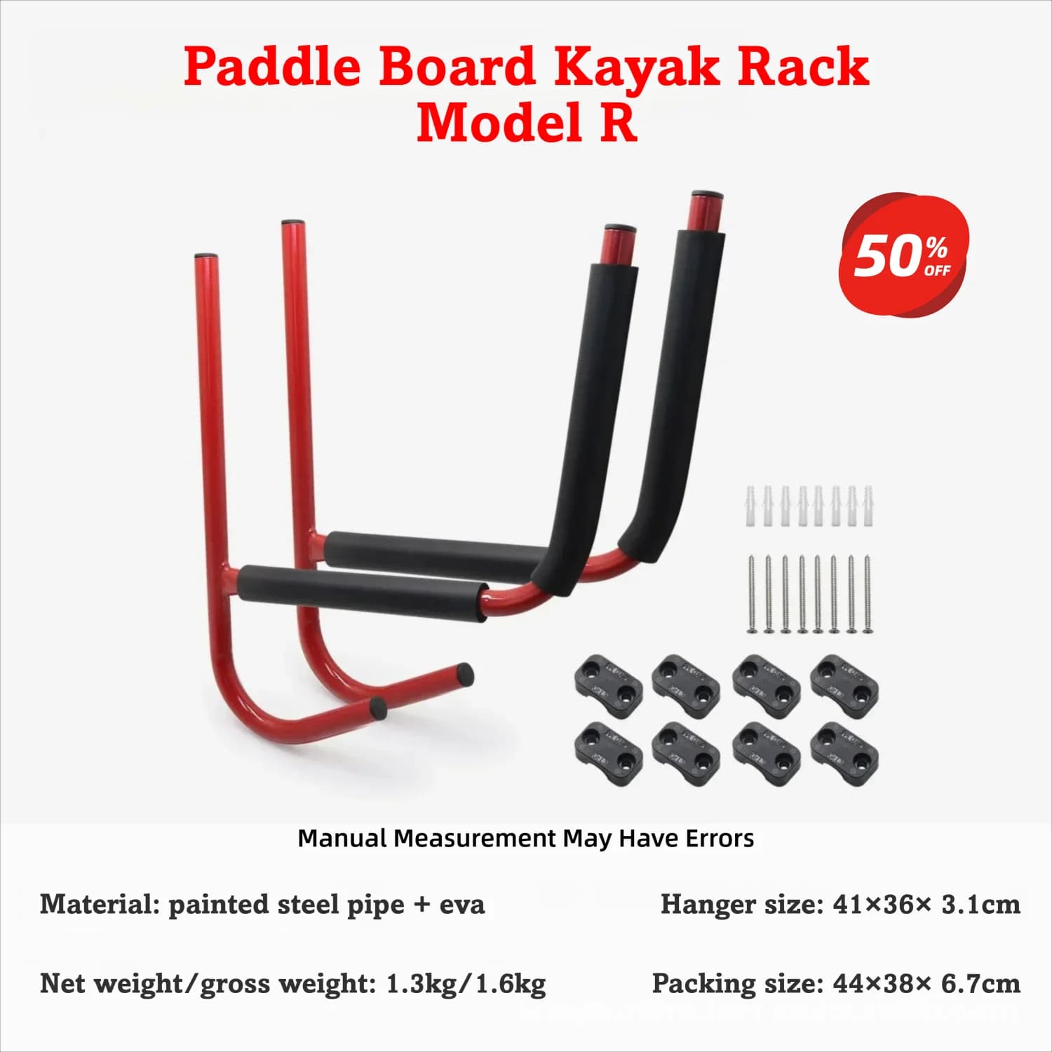 Porta kayak per paddle board di tipo R, supporto in acciaio verniciato e EVA per kayak/SUP