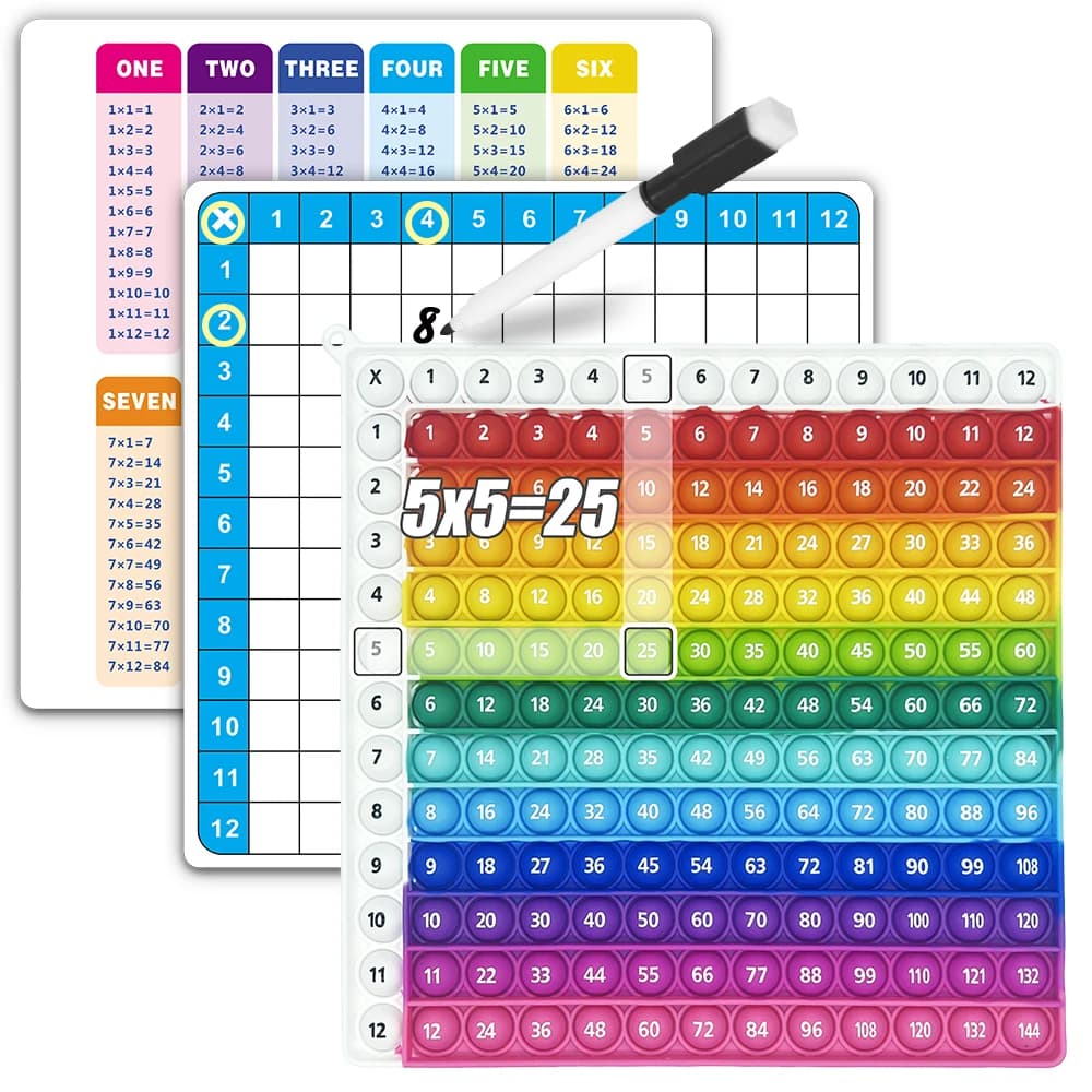 12x12 Moltiplicazione Giochi di Matematica Flashcard Set Penna Cancellabile Lavagna Giocattoli Educativi Carte di Pratica Riutilizzabili per I Bambini Age3+