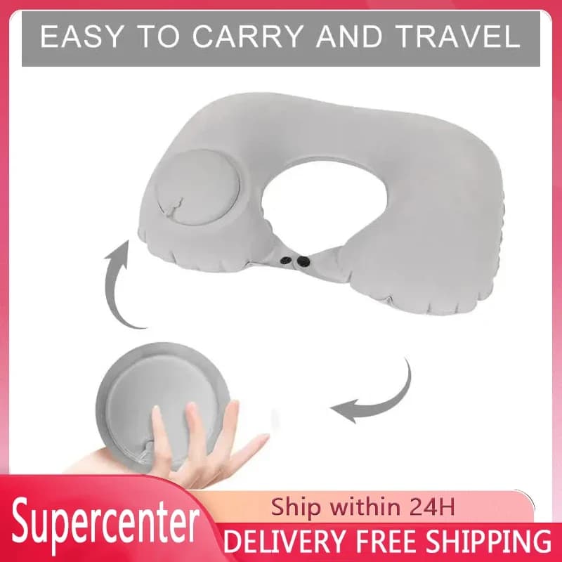 Cuscino da viaggio gonfiabile a forma di U Cuscino di supporto per il collo ad aria portatile Comodo cuscino per dormire per gonfiare