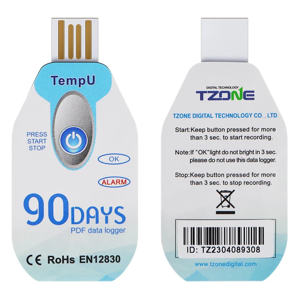 Registratore di Temperatura USB 2.0 Impermeabile Monouso per 60 Giorni, Termometro per Catena del Freddo per Prodotti Biologici/Medicinali