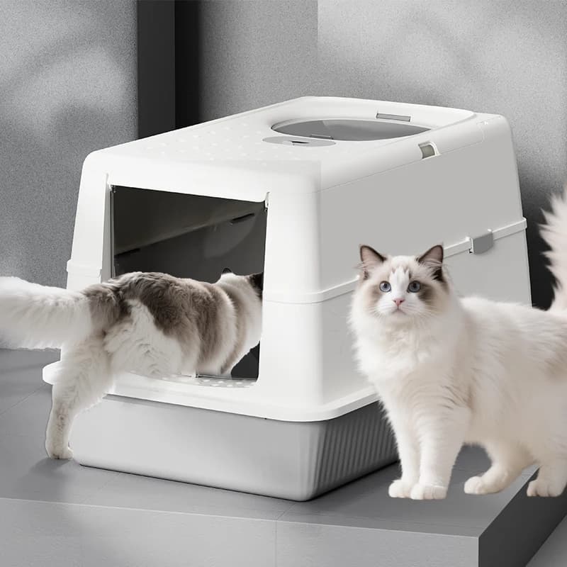 Lettiera per gatti grande ribaltabile completamente chiusa Design coperto su un lato alto, toilette per gatti preventiva a prova di spruzzi e tracciamento della lettiera