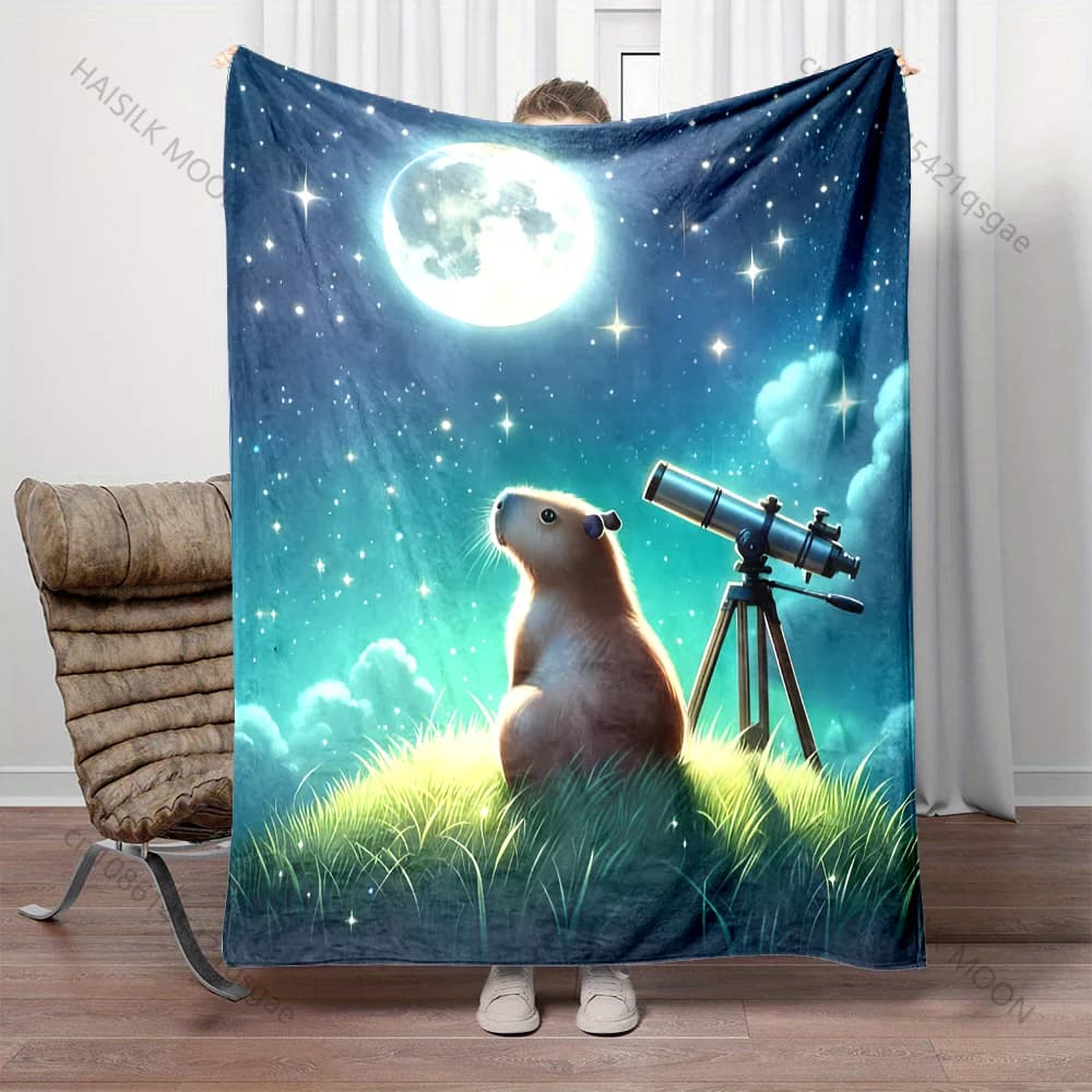 Coperta con Motivo Artistico di Capibara in Diverse Misure, Calda, Morbida e Soffice per Bambini e Adulti, per Divano, Letto, Viaggi e Campeggio