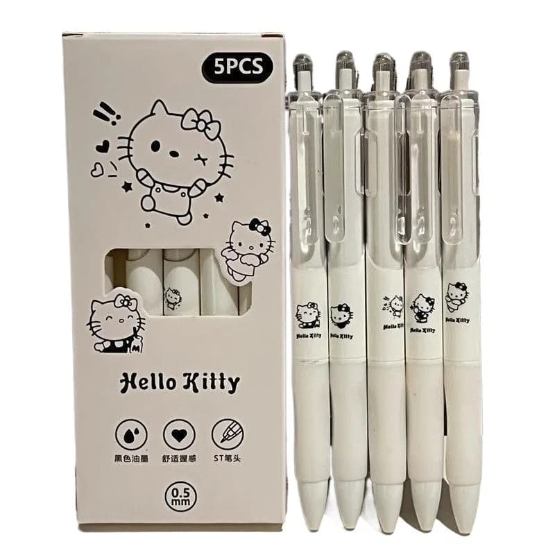 NUOVO Hello Kitty kawaii simpatico cartone animato anime piccola penna gel bianca studente nero penna ad asciugatura rapida per ragazza in carbonio semplice di bell'aspetto