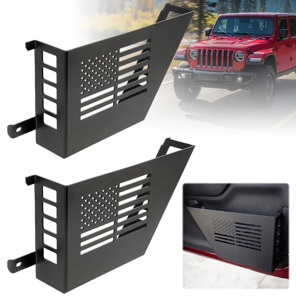 2 Pieces Container Metal Holder for Front Door, Side Organizer Usura Resistant, Anti-rust, for Jeep Wrangler 2007-2018