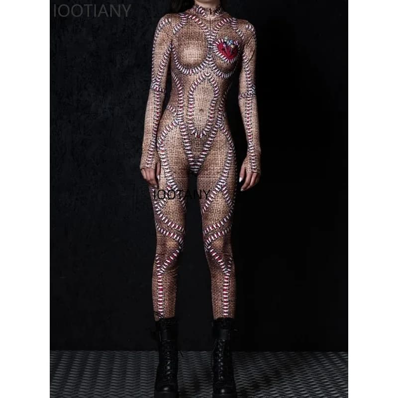 25COSGiocattoli da clown sexy da donna Festa di carnevale di Halloween Costume da bambola voodoo Costume cosplay per spettacoli teatrali aerei Vestito Zentai