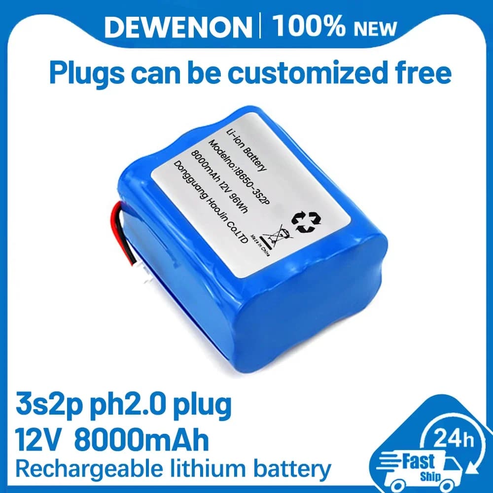12V 8000mah 18650 3S2P Lithium-ion Rechargeable Battery Speaker Flashlight CCTV Camera GPS Searchlight