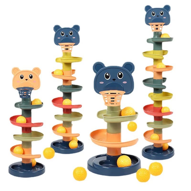 Set di giocattoli impilabili con torre vorticosa per bambini, giocattolo educativo Montessori per bambini, gioco con palline rotanti per bambini da 1 2 3 anni