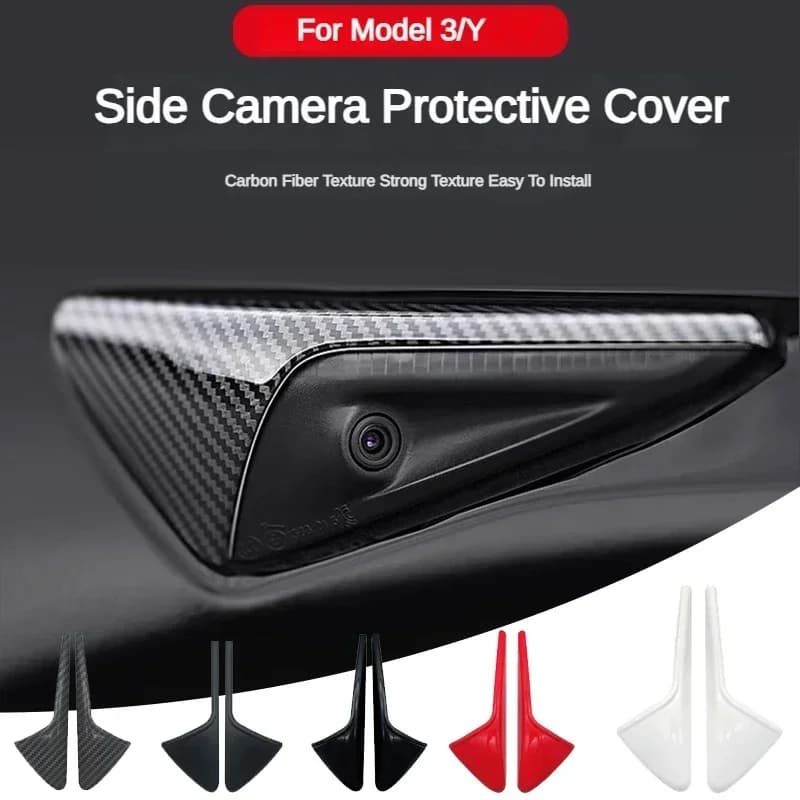 Copertura protettiva per fotocamera laterale per auto Copertura protettiva in fibra di carbonio ABS Copertura per indicatori di direzione adatta per Tesla Model 3/Y/X/S 2017-2022