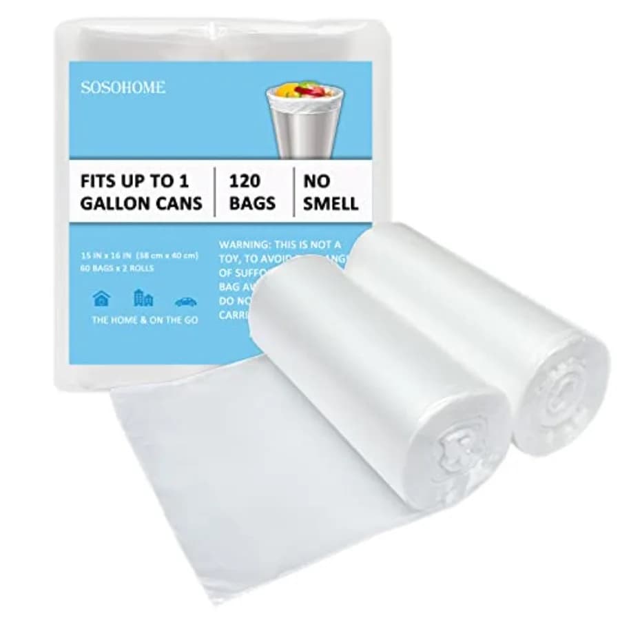 1 Gallon Trash Bags, Extra Small Strong Garbage Bags for Office Home Bathroom Car Desktop Wastebasket Liners, Clear 120 Count