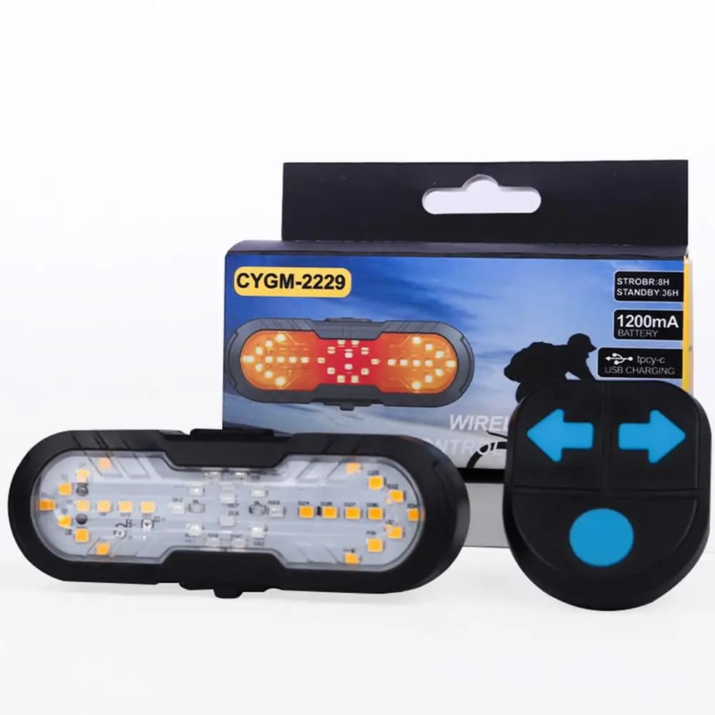 Indicatori di direzione per bici con clacson da 120 dB per la sicurezza nel ciclismo notturno, telecomando wireless, luce posteriore per bicicletta, lampada ricaricabile USB, 1 pezzo