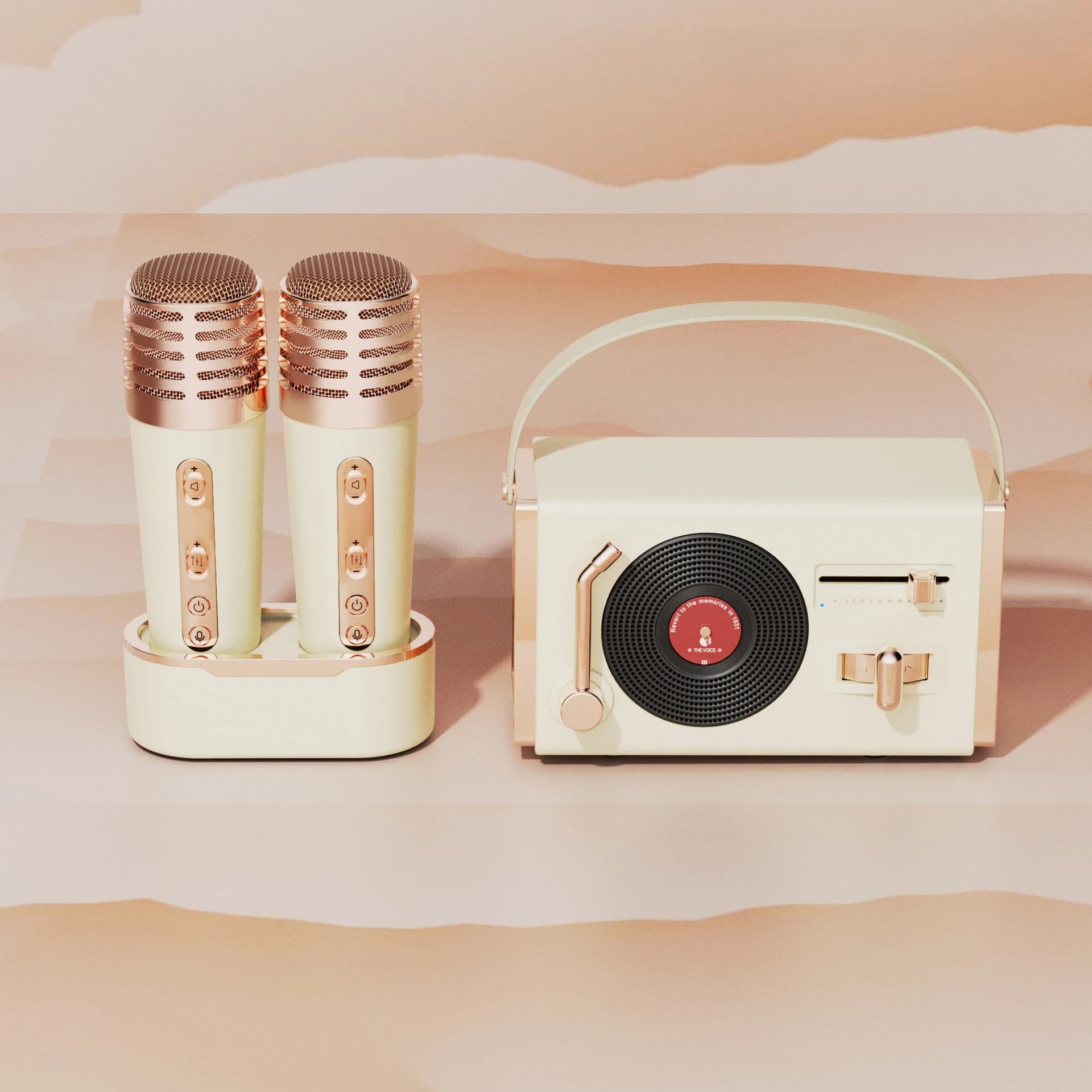 Portable Karaoke Machine Bluetooth 5.3 Speaker System with Wireless Microphones Home Family Singing Children's Gifts