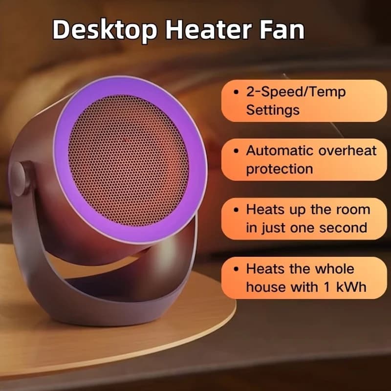 Riscaldatore da tavolo Ventilatore Riscaldamento grandangolare Calore rapido Riscaldatore elettrico portatile Riscaldamento domestico silenzioso per ufficio Apparecchio a risparmio energetico