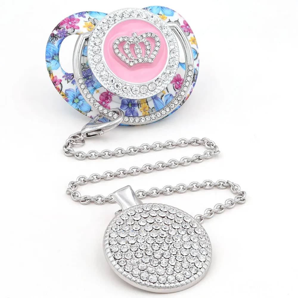 Clip ciuccio catenelle portaciuccio ciuccio personalizzato clip per ciuccio Ciuccio Clip argento ciuccio ciuccio perline personalizzato Bling ciuccio neonato capezzolo titolare chupetes de lujo