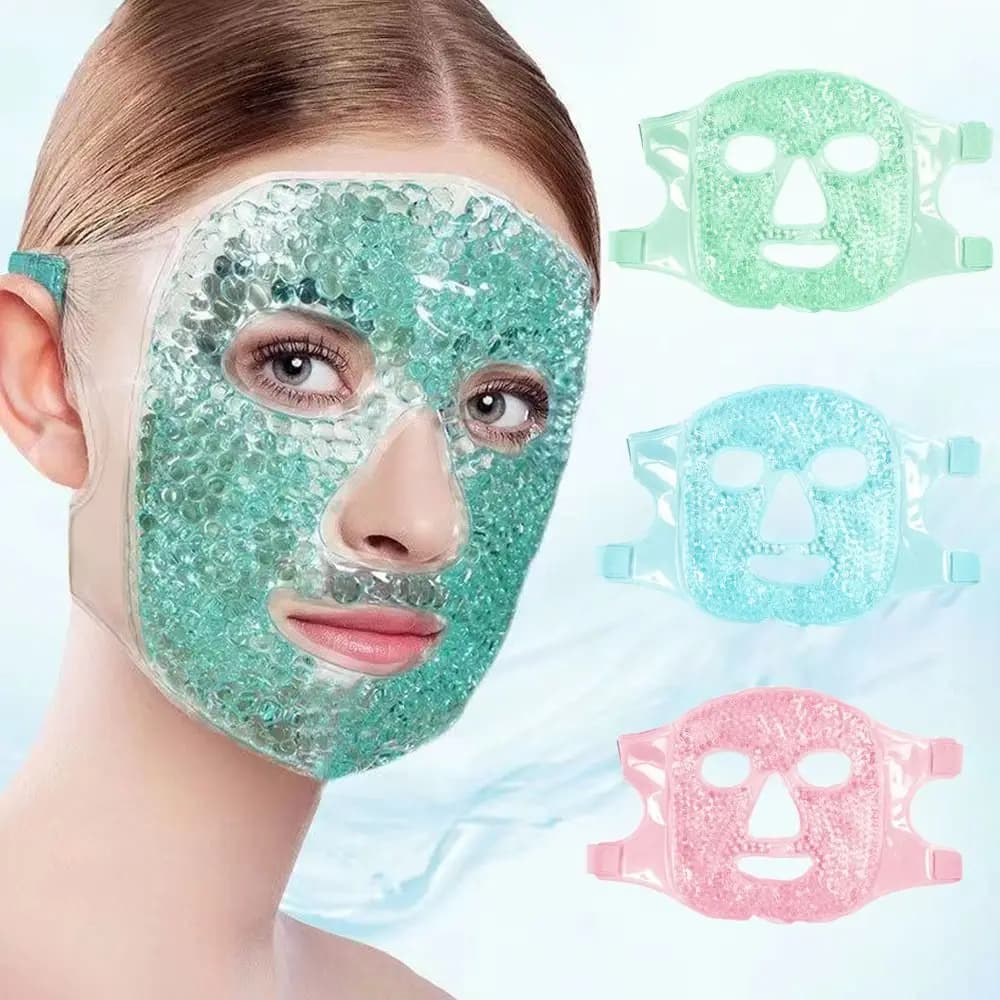 Relieve Fatigue Ice Gel Eye Face Mask Reduce Face Puff Reusable Sleep Mask Cold and Hot Heat Gel Beads Compress