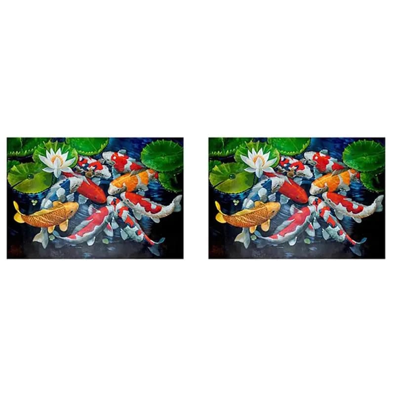 AB11-2X Kit Pittura Diamante 5D Rotondo Completo, Diamanti a Tema Carpa Koi, Ricamo Punto Croce, Decorazioni per la Casa, Regalo
