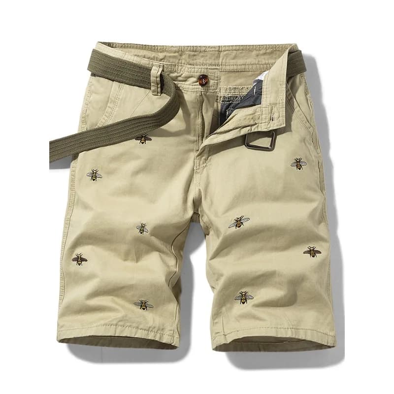 New Fashion Men Thin Casual Shorts Man Embroidered Cargo Shorts Pants Good Quality Cotton 100% Male Beach Shorts 38 No Belts