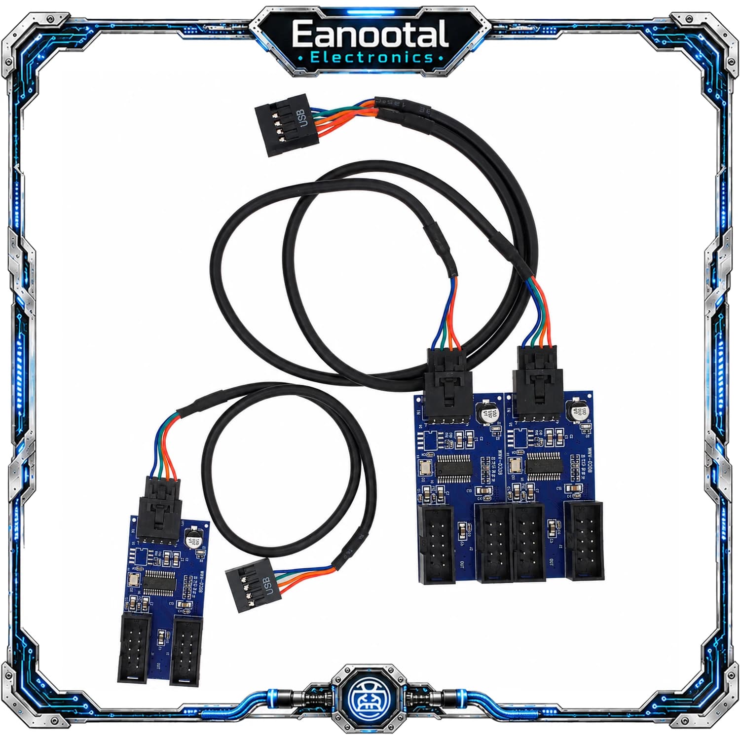 9 Pin USB 2.0 Internal Header Hub for PC Motherboard 1 to 2 1 to 4 Splitter 30cm Extension Cable