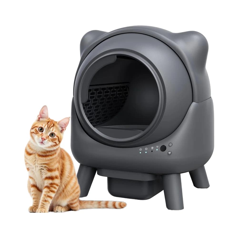 Seller 65L Automatic Odor-Control Cat Litter Box Ears Design Self-Cleaning Real-Time APP Monitor Safety Sensors for Plastic