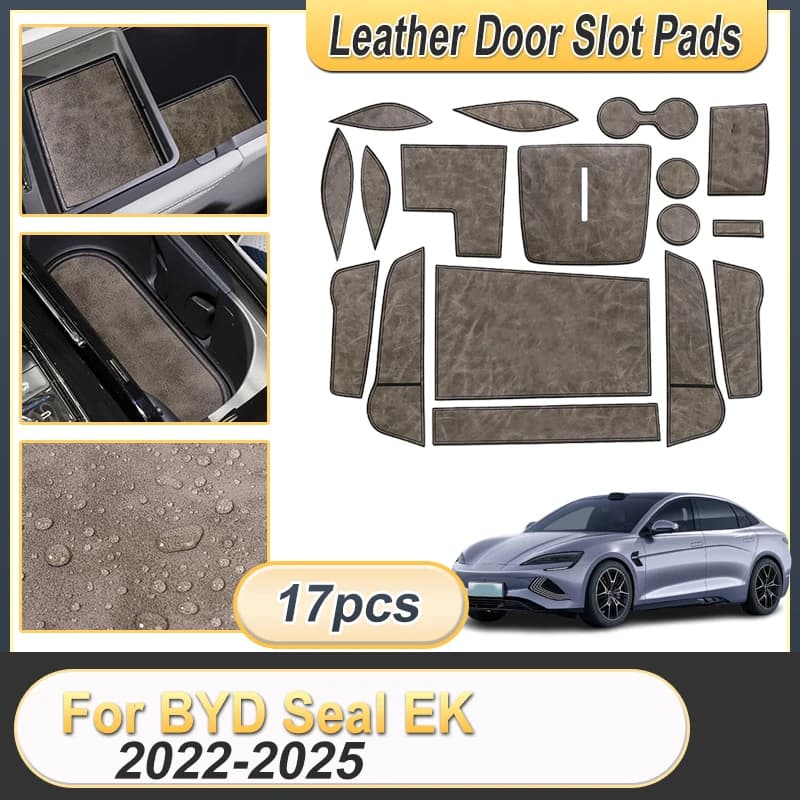 Leather coaster for BYD Seal EK 2022 2023 2024 2025 Ybrid Anti-slip leather Cup Zerbino Door Slot Pad Interior decoration Accessories
