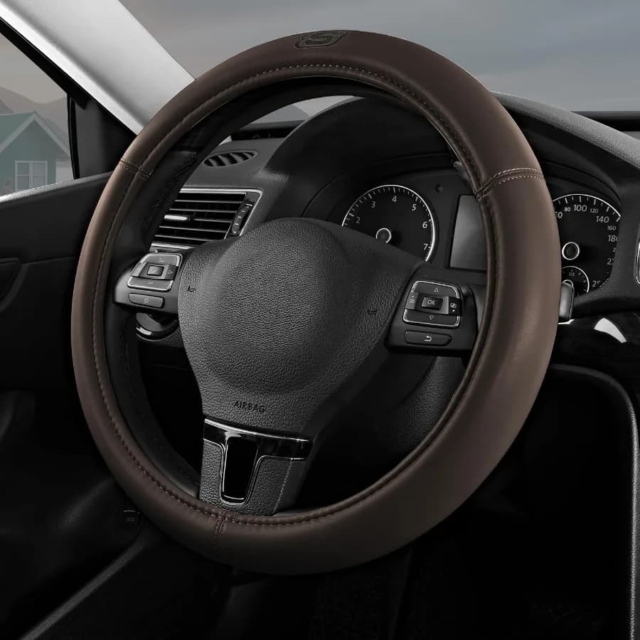 Memory Foam Steering Wheel CoverGrade Protein Leather Steering Wheel Cover Universal AntiSlip Fit 14" 1 215" Car Wheel Cover fo