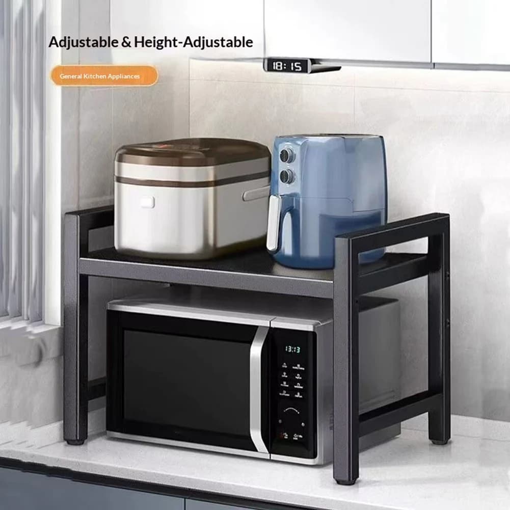 Scaffale da cucina telescopico da appoggio per microonde, ripiano da tavolo per cuociriso, organizer domestico salvaspazio