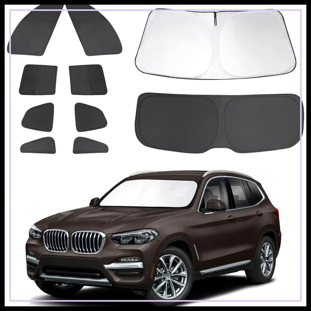 Set di 10 Parasole Personalizzati per Parabrezza BMW X3 2018-2024, Set Pieghevole per Finestrini Laterali e Posteriori, Protezione UV per Auto